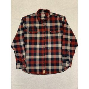 Jachs Flannel Buffalo Plaid Americana Red Long Sleeve Thick 100% Cotton Workwear